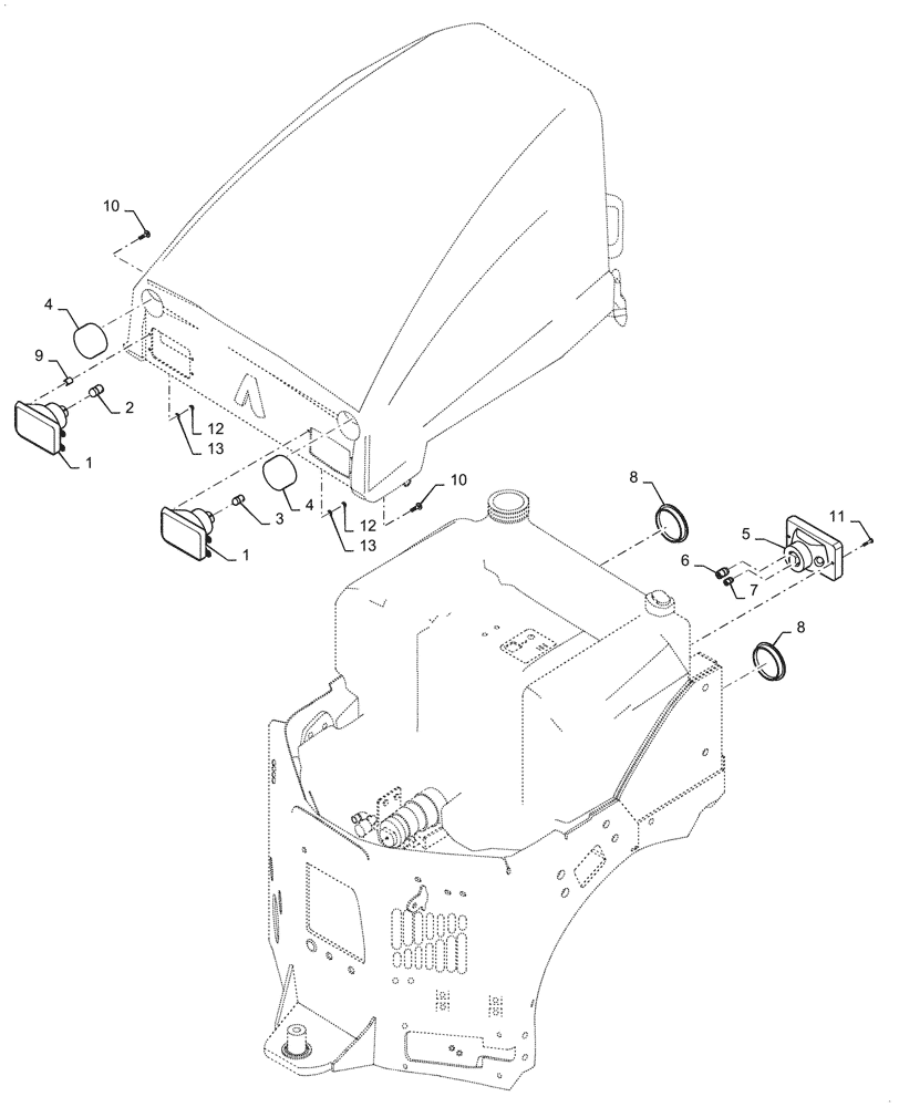 Схема запчастей Case DV45CC - (55.404.AX[02]) - ROAD WORK LIGHTS (55) - ELECTRICAL SYSTEMS