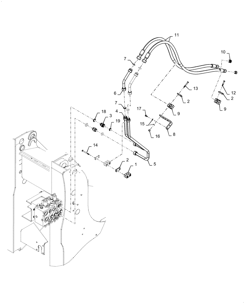 Схема запчастей Case 721G - (35.701.070[01]) - VAR - 734053, 734054, 734055 - THIRD SPOOL AUXILIARY LINE INSTALLATION, Z BAR (35) - HYDRAULIC SYSTEMS