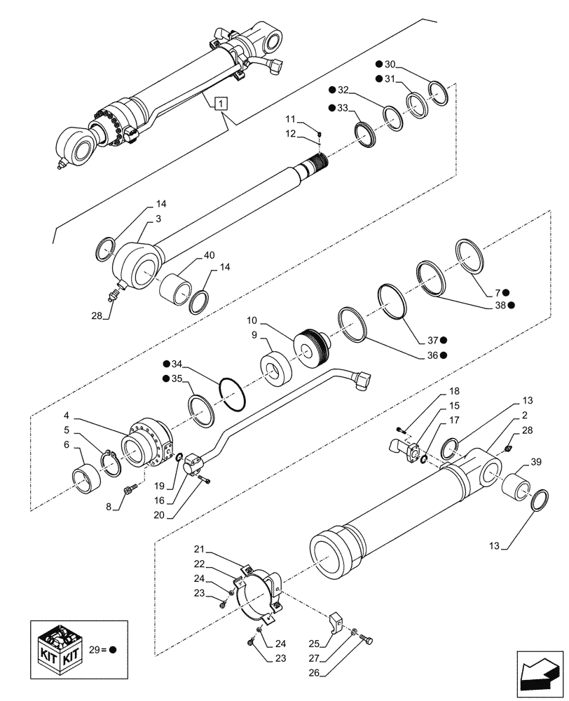Схема запчастей Case CX145D SR LC W/BLADE - (35.738.020) - VAR - 781174 - BUCKET CYLINDER, COMPONENTS (35) - HYDRAULIC SYSTEMS