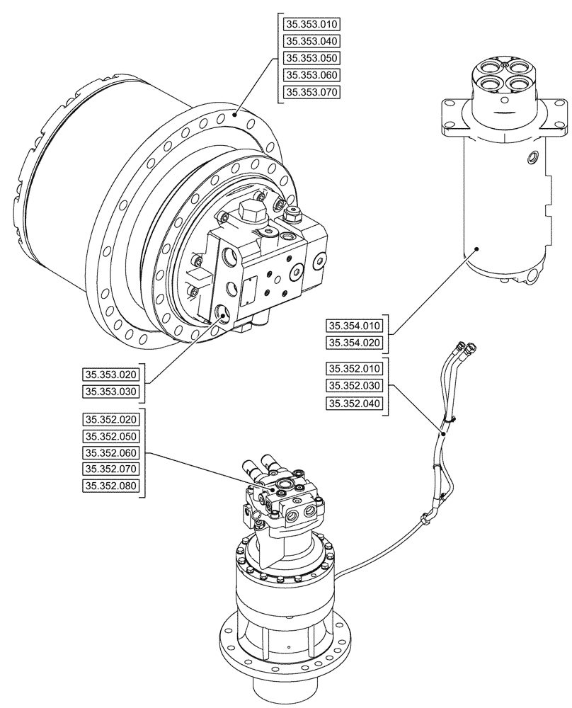 Схема запчастей Case CX245D SR LC - (00.000.35[02]) - PICTORIAL INDEX - HYDRAULIC SYSTEMS (00) - GENERAL & PICTORIAL INDEX
