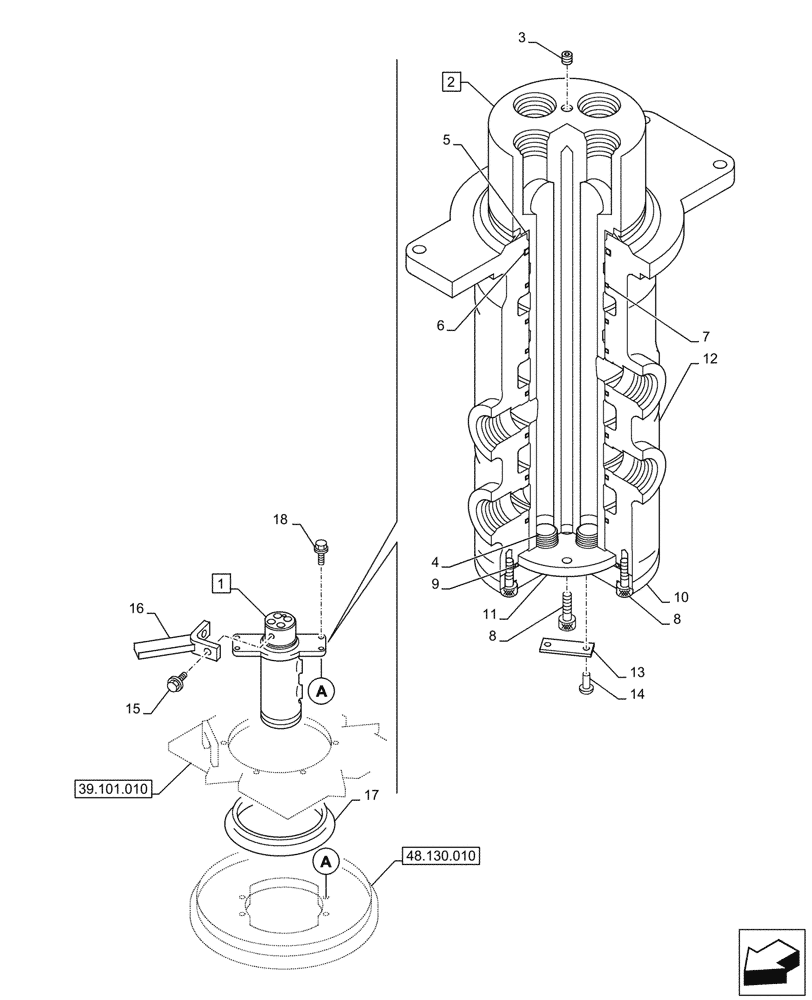 Схема запчастей Case CX290D LC SL - (35.354.010) - HYDRAULIC SWIVEL (35) - HYDRAULIC SYSTEMS