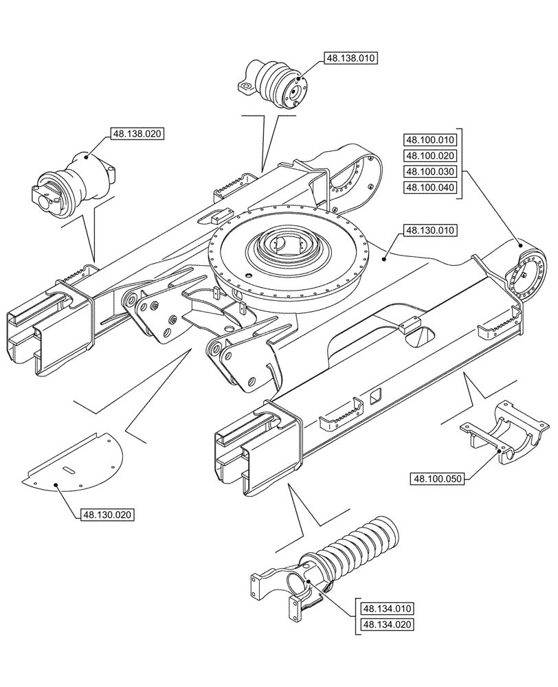 Схема запчастей Case CX145D SR LC W/BLADE - (00.000.48) - PICTORIAL INDEX - SUSPENSION AND TRACKS (00) - GENERAL & PICTORIAL INDEX