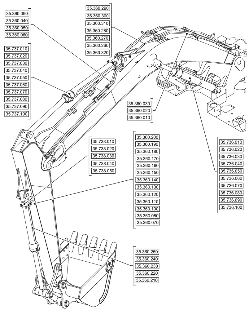 Схема запчастей Case CX145D SR LC W/BLADE - (35.000.00[03]) - SECTION INDEX - HYDRAULIC SYSTEMS (35) - HYDRAULIC SYSTEMS