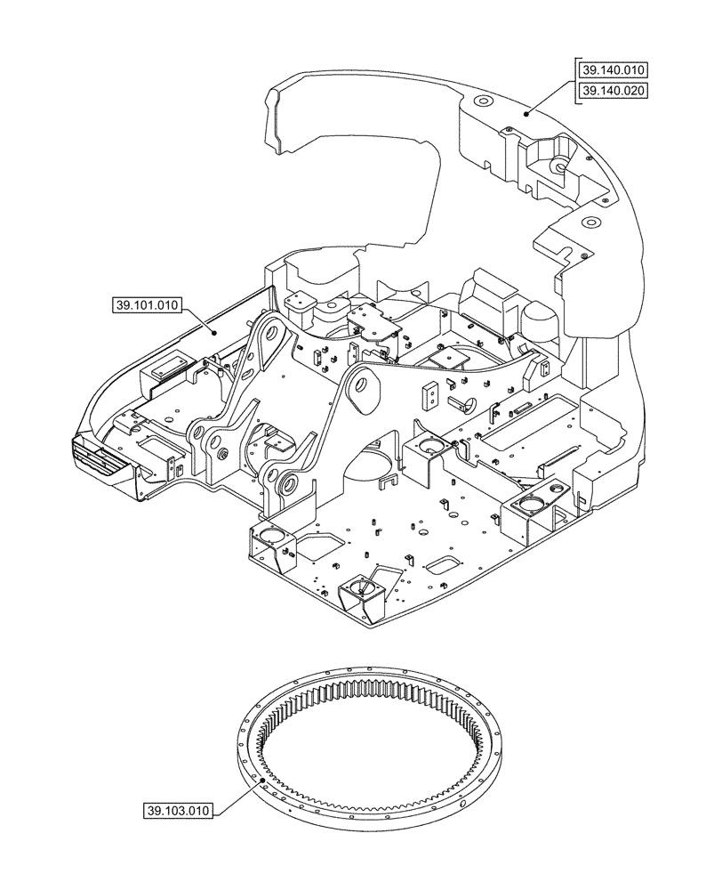 Схема запчастей Case CX245D - (00.000.39) - PICTORIAL INDEX - FRAMES AND BALLASTING (00) - GENERAL & PICTORIAL INDEX