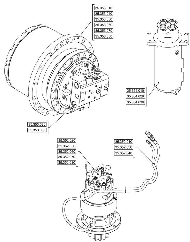 Схема запчастей Case CX145D SR LC W/BLADE - (35.000.00[01]) - SECTION INDEX - HYDRAULIC SYSTEMS (35) - HYDRAULIC SYSTEMS