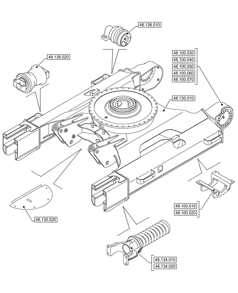 Схема запчастей Case CX245D SR LC - (00.000.48) - PICTORIAL INDEX - SUSPENSION AND TRACKS (00) - GENERAL & PICTORIAL INDEX