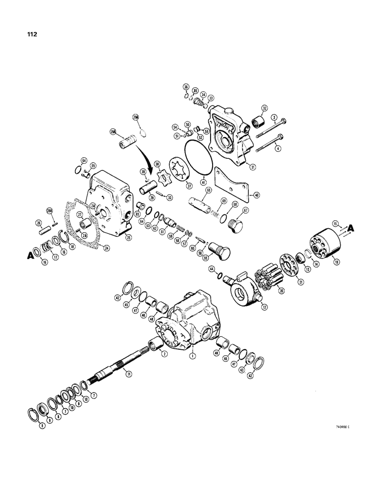 Схема запчастей Case 1830 - (112) - D61907 VARIABLE DISPLACEMENT PUMP (35) - HYDRAULIC SYSTEMS