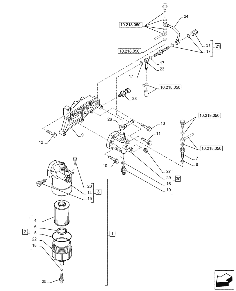 Схема запчастей Case AQ-6WG1XASS11 - (10.206.010) - FUEL FILTER (10) - ENGINE