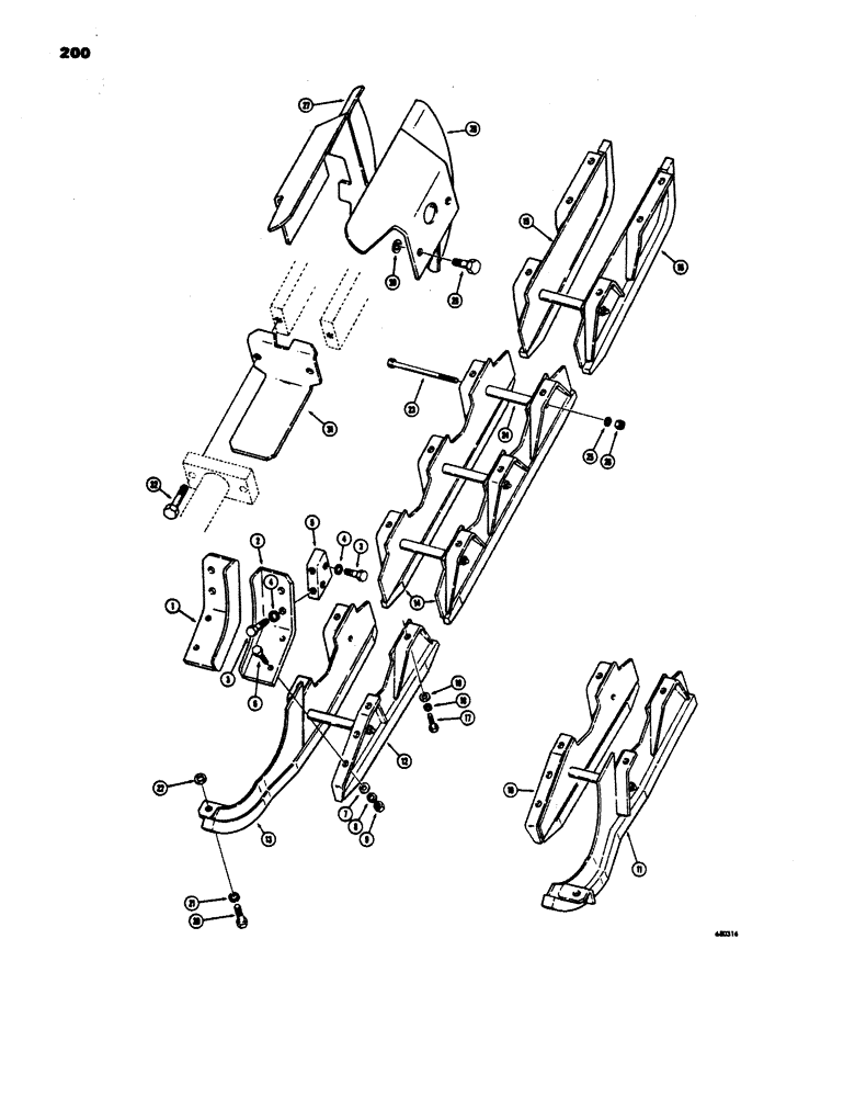 Схема запчастей Case 450 - (200) - TRACK GUIDES, BEFORE TRACTOR SN. 3050801 (04) - UNDERCARRIAGE