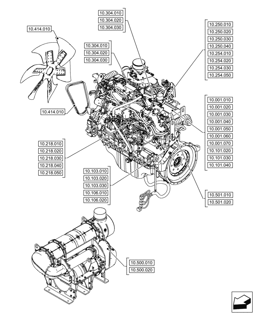 Схема запчастей Case AQ-6WG1XASS11 - (00.000.010) - PICTORIAL INDEX - ENGINE (00) - GENERAL & PICTORIAL INDEX