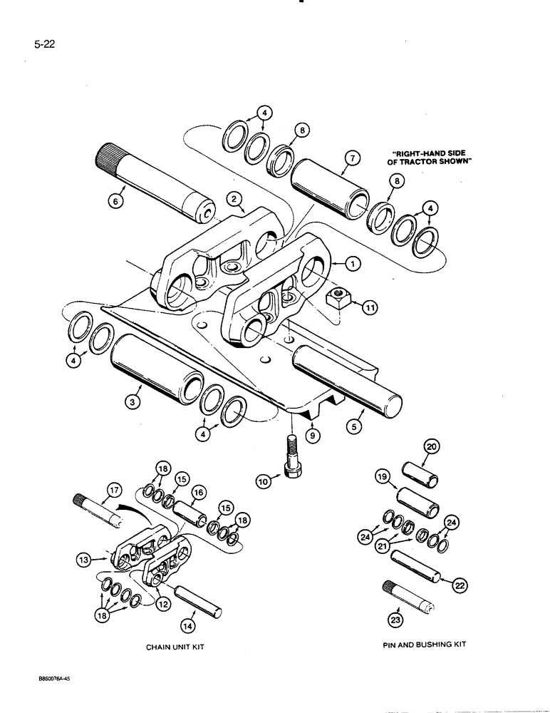 Схема запчастей Case 450C - (5-22) - SEALED TRACK CHAIN - R56722 (11) - TRACKS/STEERING