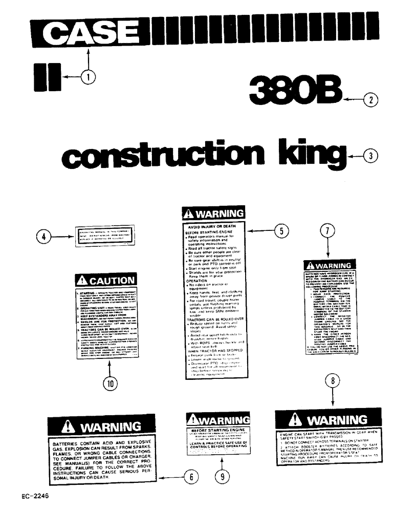 Схема запчастей Case 380B - (9-310) - DECALS (09) - CHASSIS/ATTACHMENTS
