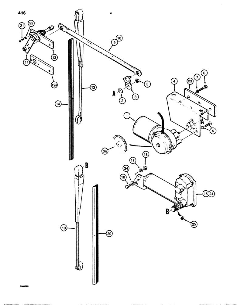 Схема запчастей Case 850B - (416) - CAB, WINDSHIELD WIPERS (05) - UPPERSTRUCTURE CHASSIS