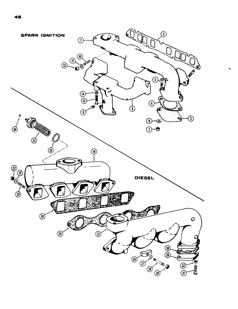 Схема запчастей Case 450 - (048) - MANIFOLD, (188) SPARK IGNITION ENGINE (01) - ENGINE