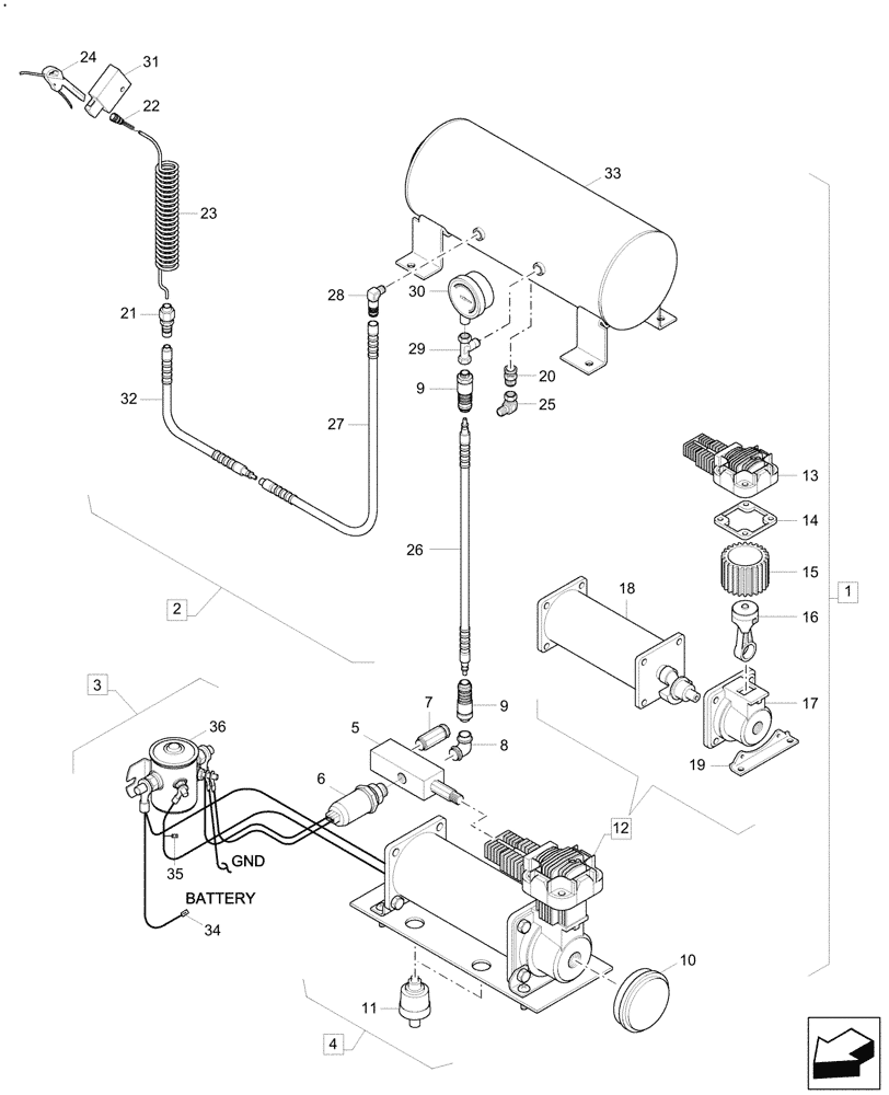 Схема запчастей Case CX57C - (88.100.010) - AIR COMPRESSOR KIT (88) - ACCESSORIES