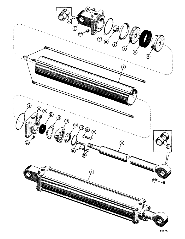 Схема запчастей Case 800 - (222) - 72467 AND 72468 END HINGE LOADER LIFT HYDRAULIC CYLINDERS (07) - HYDRAULIC SYSTEM