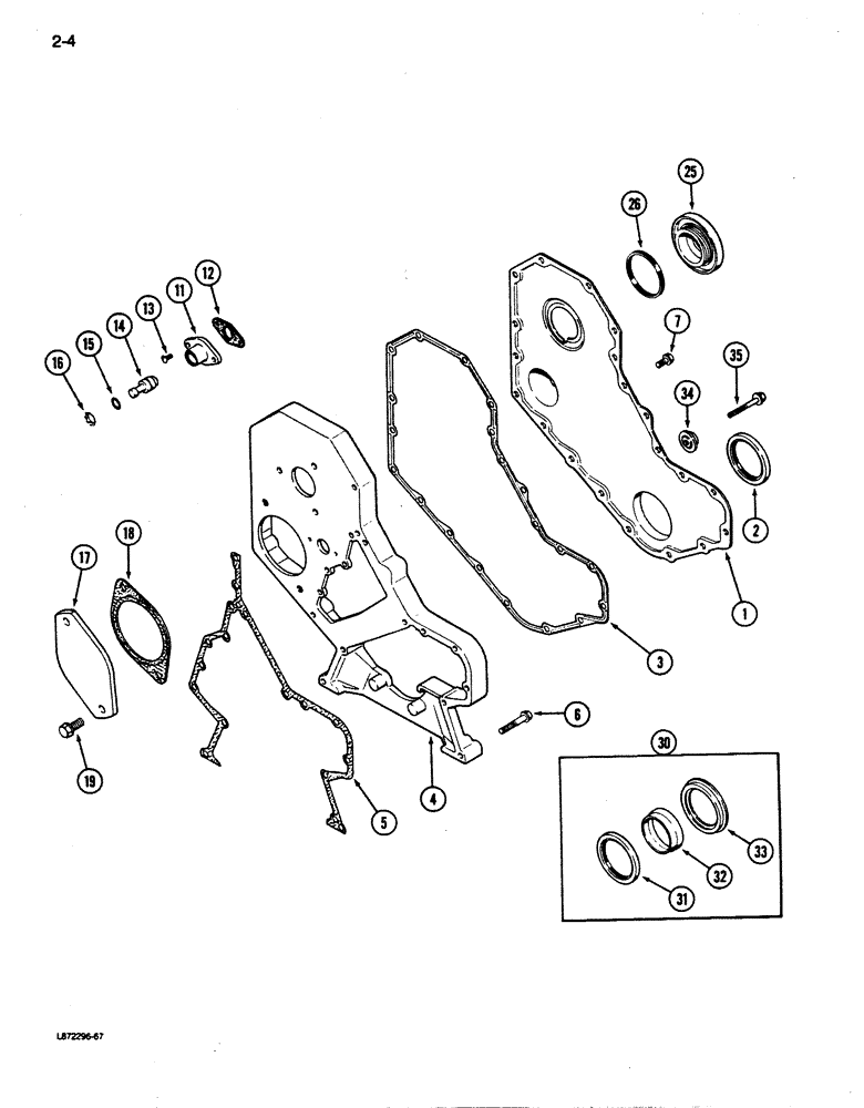 Схема запчастей Case 855D - (2-04) - FRONT GEAR COVER, 6-590 ENGINE, 6T-590 ENGINE (02) - ENGINE