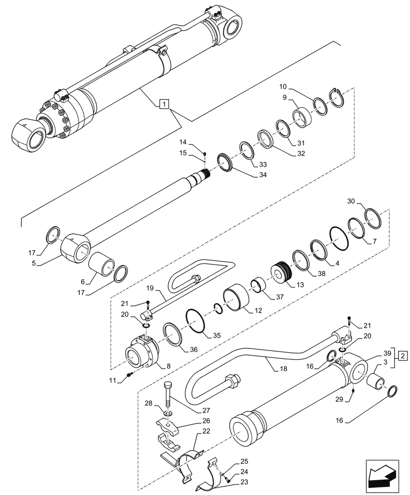 Схема запчастей Case CX245D SR LC - (35.736.080) - VAR - 481858 - LIFT CYLINDER, LEFT, SAFETY VALVE, COMPONENTS (35) - HYDRAULIC SYSTEMS