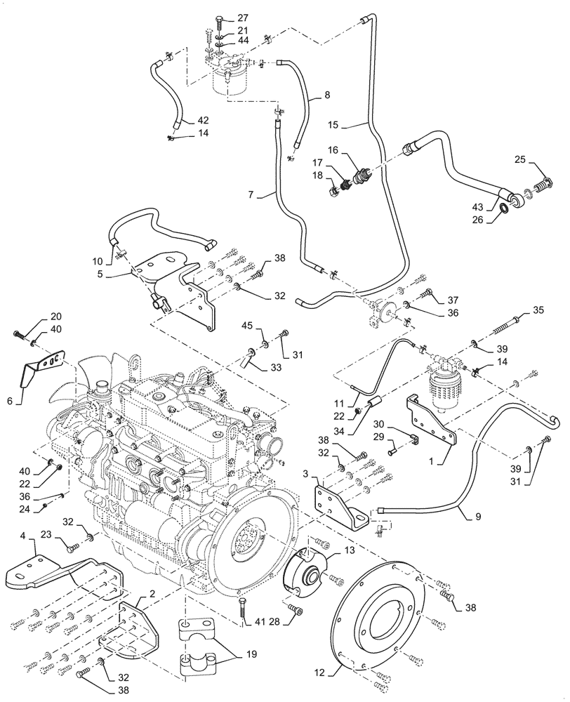 Схема запчастей Case DV26CC - (10.001.AK[02a]) - ENGINE MOUNT - ASN NFNTU0426 (10) - ENGINE