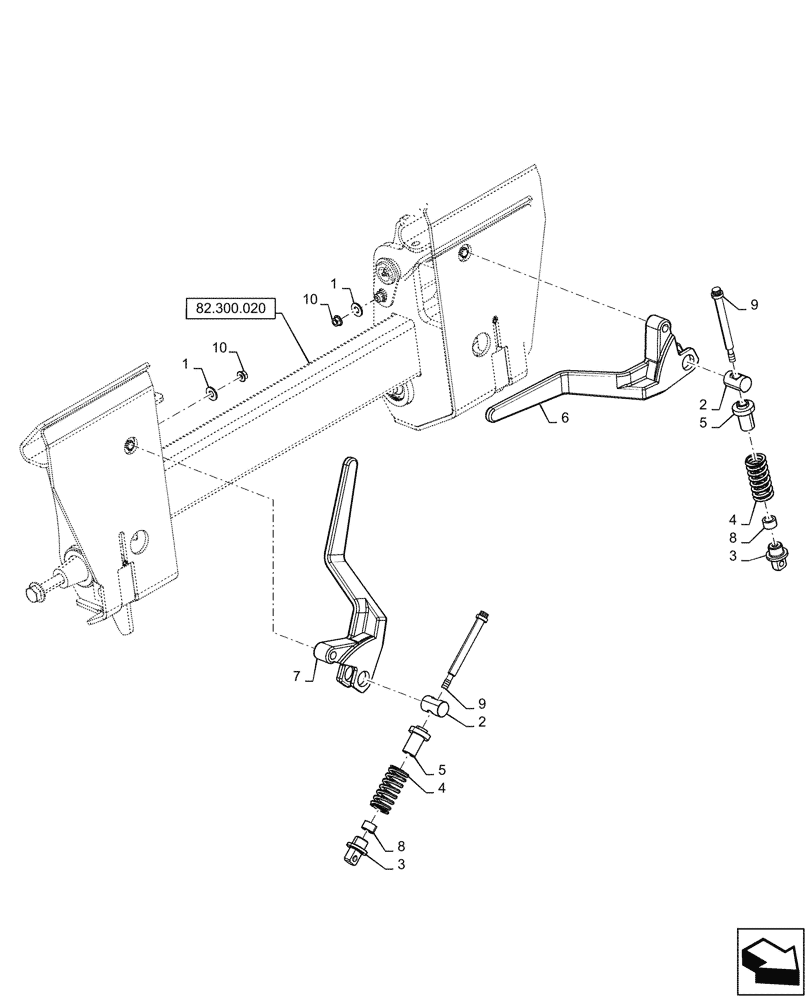 Схема запчастей Case TV380 - (82.300.010) - MECH. COUPLER (82) - FRONT LOADER & BUCKET