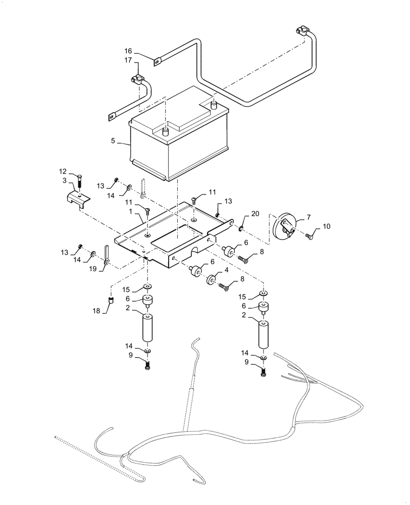 Схема запчастей Case DV26 - (55.302.AK[01a]) - BATTERY - TRAY & CABLES - ASN NFNTU0426 (55) - ELECTRICAL SYSTEMS