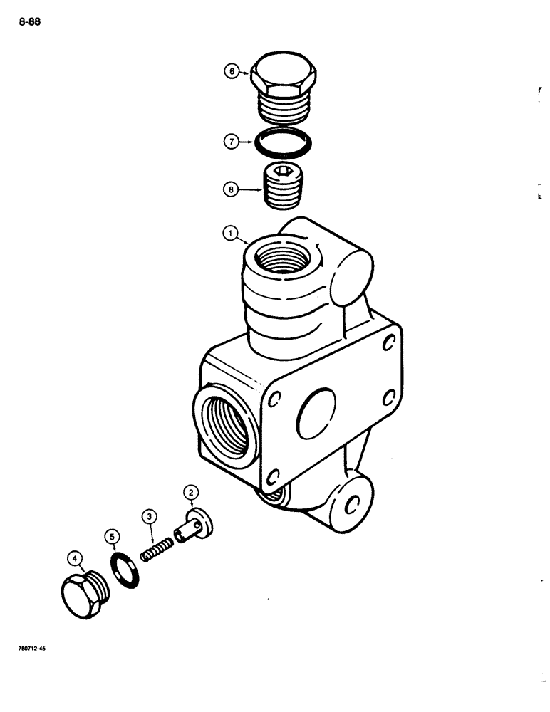 Схема запчастей Case 680L - (8-088) - BACKHOE CONTROL VALVE, G109786 MID-INLET SECTION (08) - HYDRAULICS