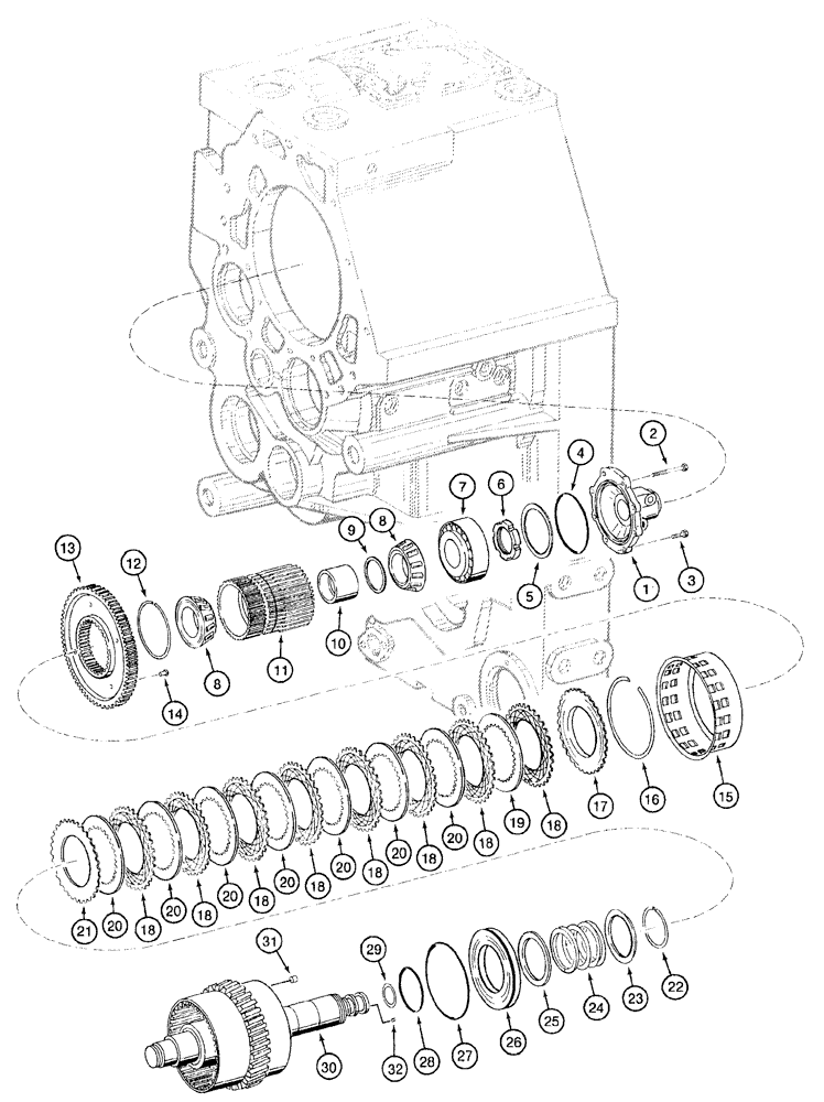 Схема запчастей Case 921B - (6-022) - TRANSMISSION ASSEMBLY - SECOND GEAR AND CLUTCH, PRIOR TO P.I.N. JEE0052701 (06) - POWER TRAIN