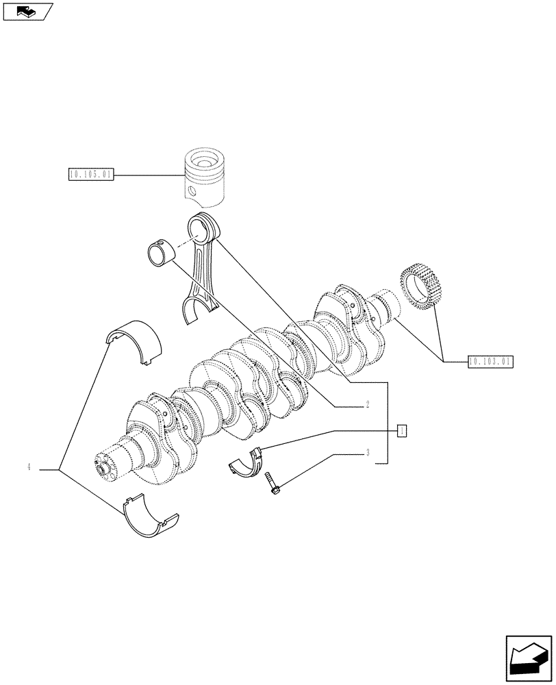 Схема запчастей Case F4HFE613P A004 - (10.105.02) - SHORT BLOCK - CONNECTING ROD (5801371818 - 504336352) (10) - ENGINE