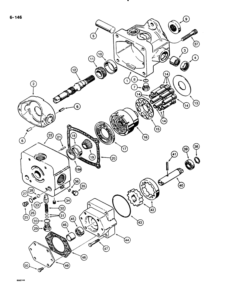 Схема запчастей Case DH4B - (6-146) - GROUND DRIVE PUMP - H628040 (06) - POWER TRAIN