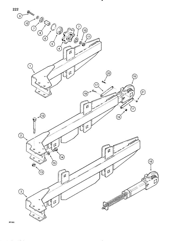 Схема запчастей Case P60 - (222) - SPROCKET BOOMS (89) - TOOLS