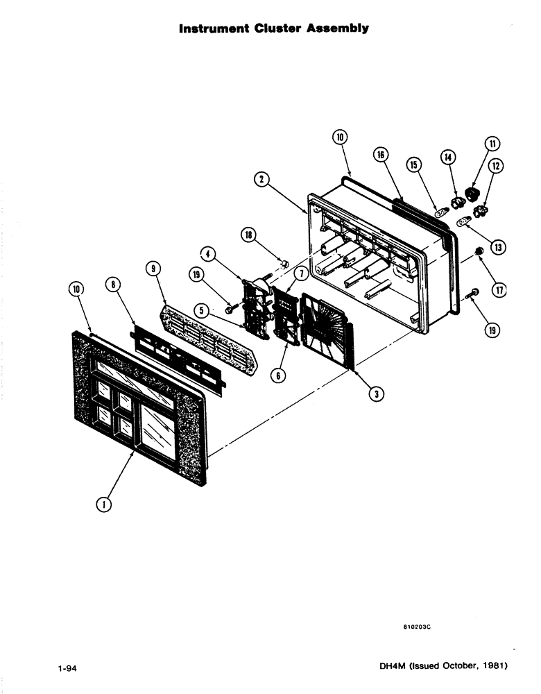 Схема запчастей Case DH4B - (1-94) - INSTRUMENT CLUSTER ASSEMBLY (55) - ELECTRICAL SYSTEMS
