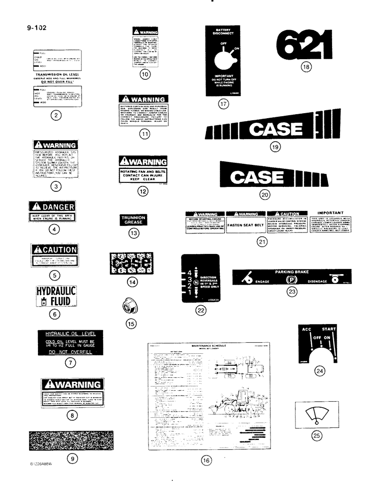 Схема запчастей Case 621 - (9-102) - DECALS (09) - CHASSIS/ATTACHMENTS