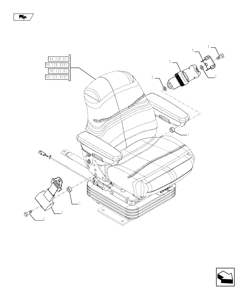 Схема запчастей Case 580SN - (90.151.02) - VAR - X05105X - SEAT, BELT (90) - PLATFORM, CAB, BODYWORK AND DECALS