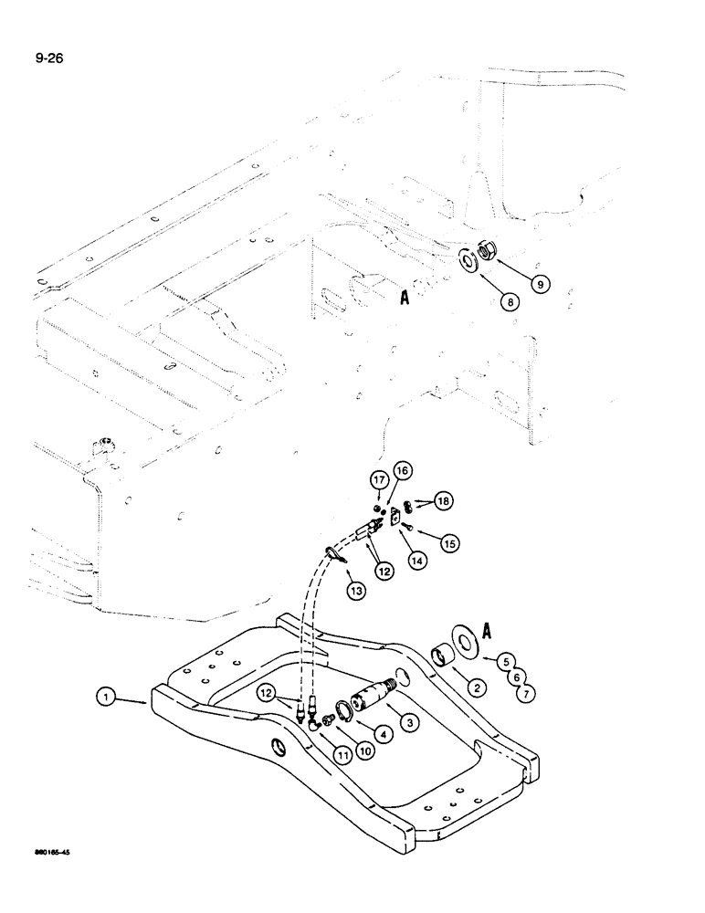 Схема запчастей Case W14B - (9-26) - TRUNNION AND LUBRICATION LINES (09) - CHASSIS/ATTACHMENTS
