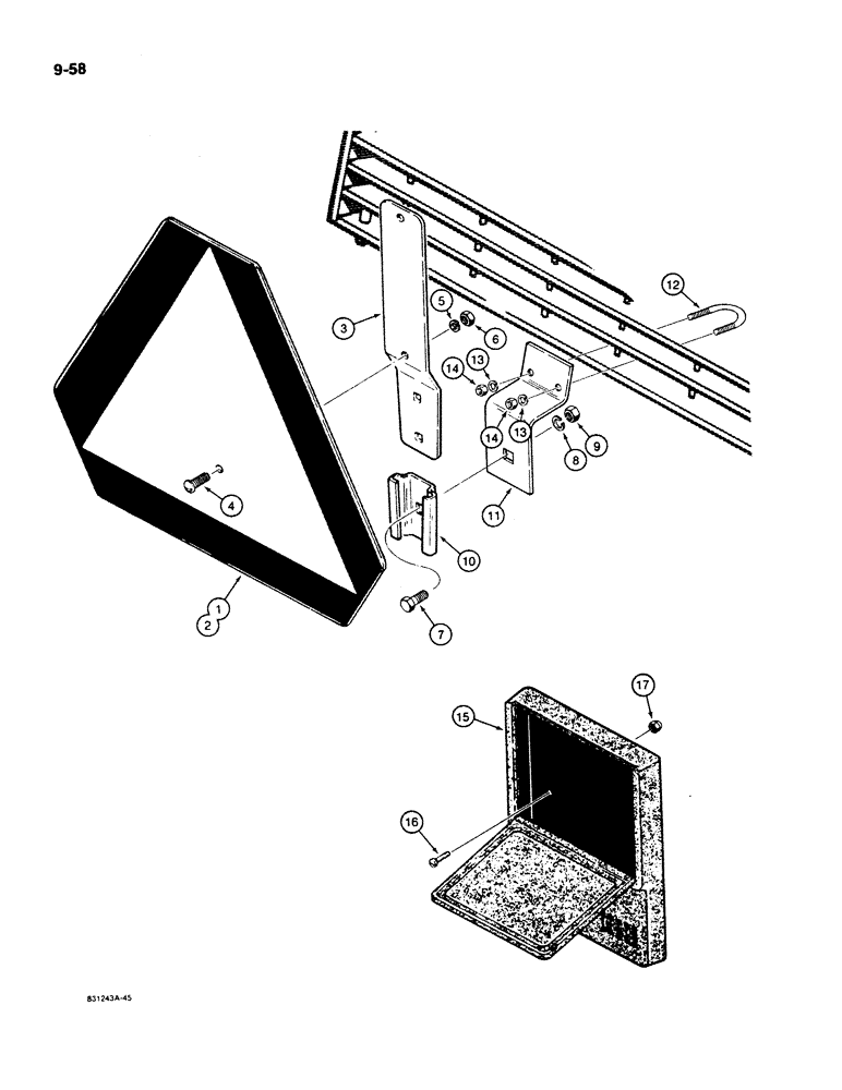 Схема запчастей Case W11B - (9-058) - SLOW MOVING VEHICLE EMBLEM, OPERATORS MANUAL BOX (09) - CHASSIS/ATTACHMENTS