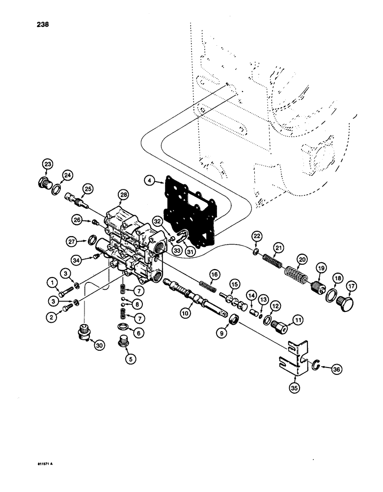 Схема запчастей Case W24C - (238) - TRANSMISSION, TRANSMISSION CONTROL VALVES (06) - POWER TRAIN