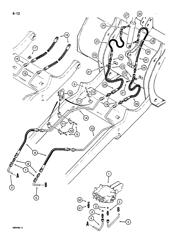 Схема запчастей Case W14C - (8-12) - HYDRAULIC CIRCUIT, CLAM BUCKET AND GRAPPLE (08) - HYDRAULICS