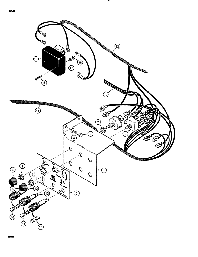 Схема запчастей Case 1150C - (450) - PRESSURIZED CAB, CONTROL PANEL AND WIRING (09) - CHASSIS/ATTACHMENTS