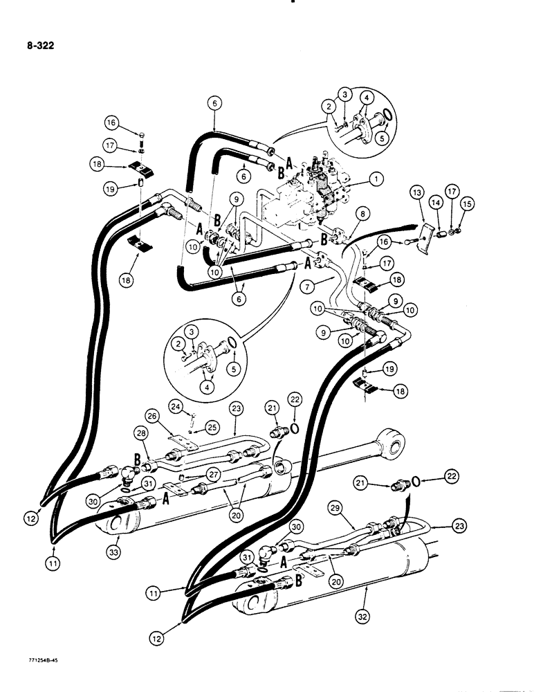Схема запчастей Case 1450B - (8-322) - LOADER LIFT HYDRAULIC CIRCUIT (08) - HYDRAULICS