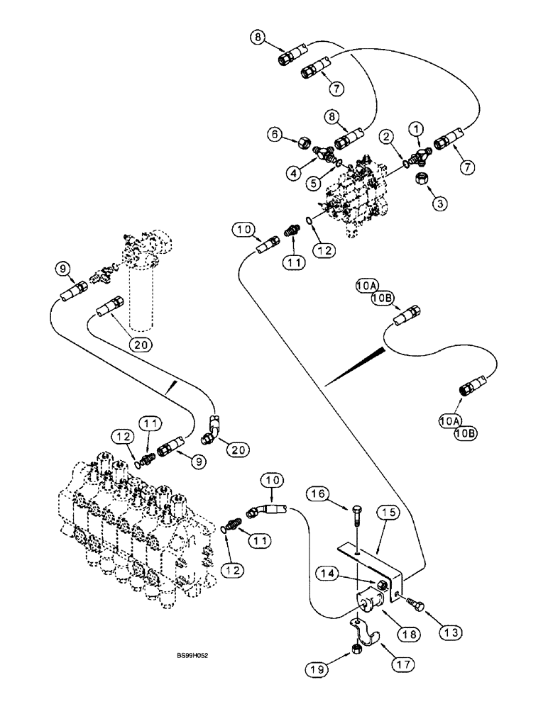 Схема запчастей Case 580L - (8-034) - LOADER VALVE TO BACKHOE VALVE HYDRAULIC CIRCUIT, MODELS W/ STD. DIPPER OR EXT. DIPPER, W/O AUX. HYD. (08) - HYDRAULICS