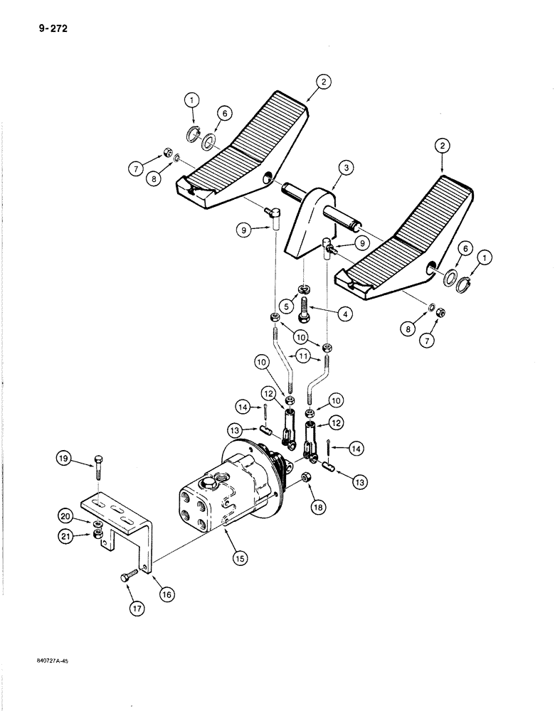 Схема запчастей Case 1080B - (9-272) - FOOT PEDAL CONTROLS (09) - CHASSIS
