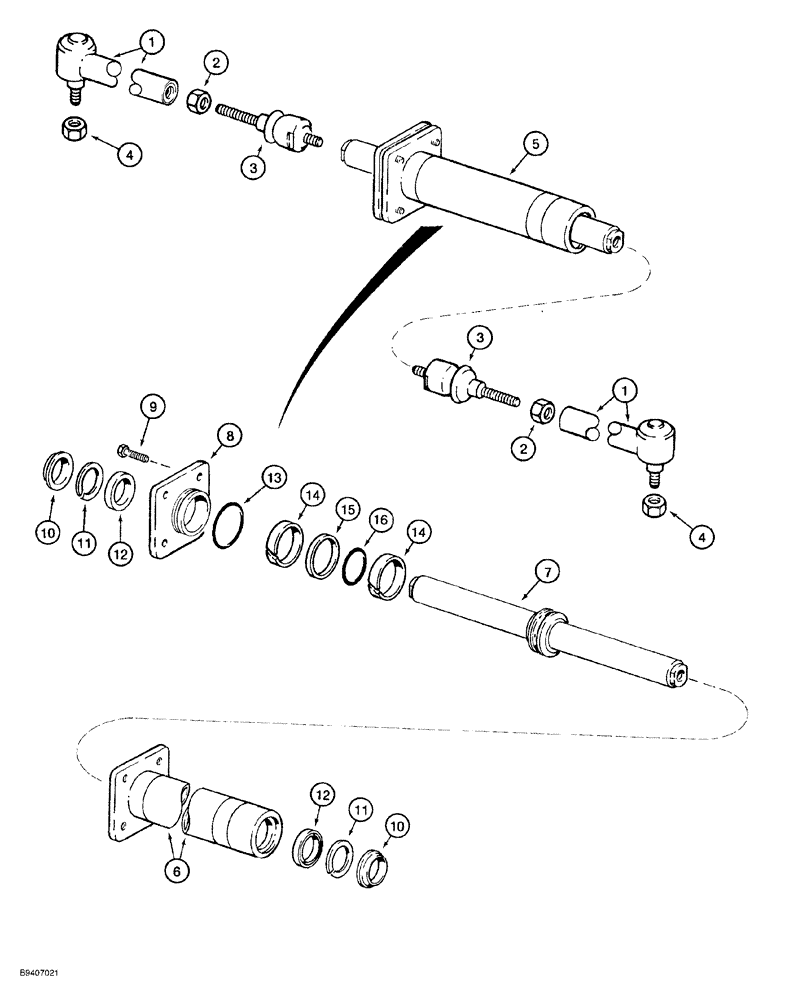 Схема запчастей Case 580SL - (6-008) - FRONT DRIVE AXLE, STEERING CYLINDER (06) - POWER TRAIN