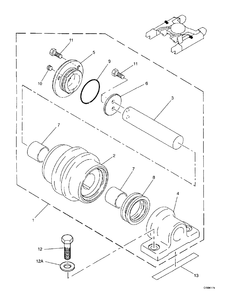Схема запчастей Case 9007B - (5-22) - ROLLER UPPER (11) - TRACKS/STEERING