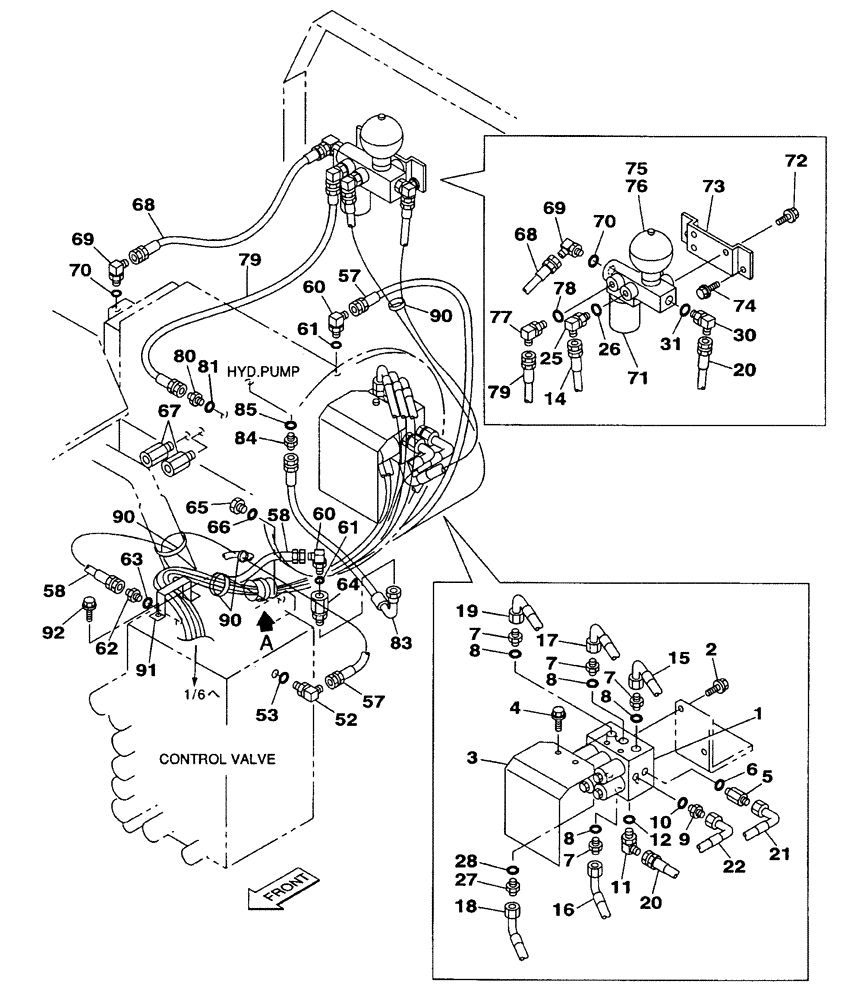 Схема запчастей Case CX350 - (08-113-00[01]) - HYDRAULIC CIRCUIT - PILOT - KAWASAKI (08) - HYDRAULICS