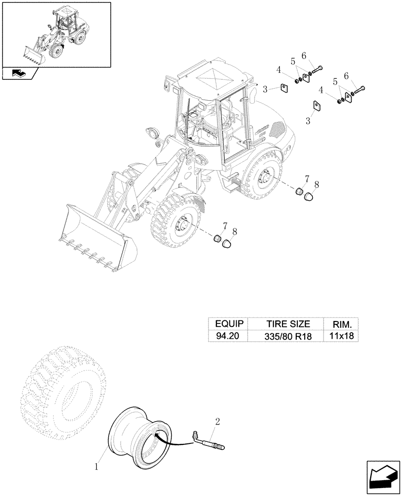 Схема запчастей Case 21E - (94.00[01]) - WHEELS (11) - WHEELS