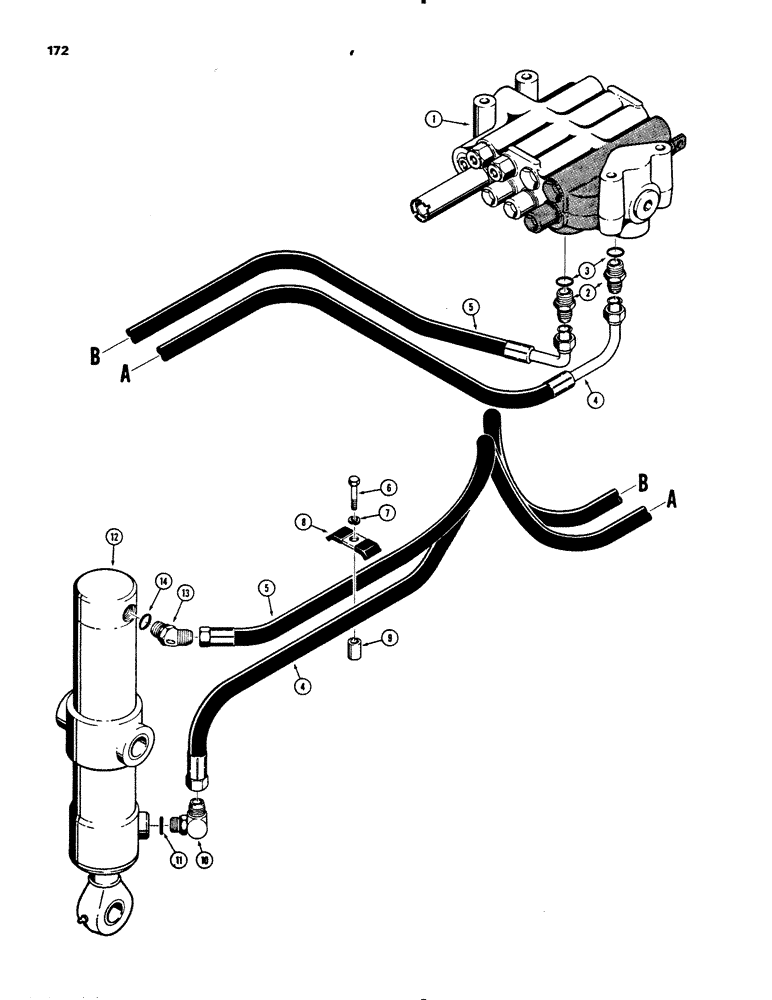 Схема запчастей Case 450B - (172) - RIPPER HYDRAULIC CIRCUIT (07) - HYDRAULIC SYSTEM