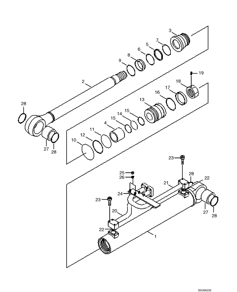 Схема запчастей Case 1221E - (05-10[01]) - STEERING CYLINDER ASSY (87700444) (05) - STEERING