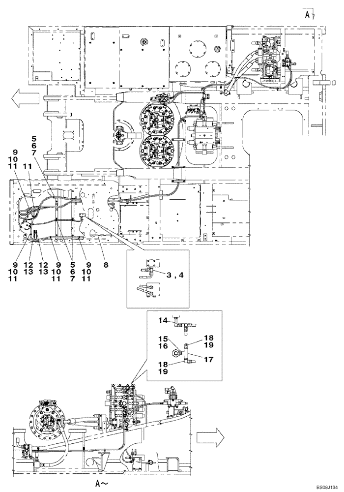 Схема запчастей Case CX800B - (08-61) - HYDRAULIC CIRCUIT - PLUG, BLANK-OFF (BREAKER & SECOND OPTION PEDAL) (08) - HYDRAULICS