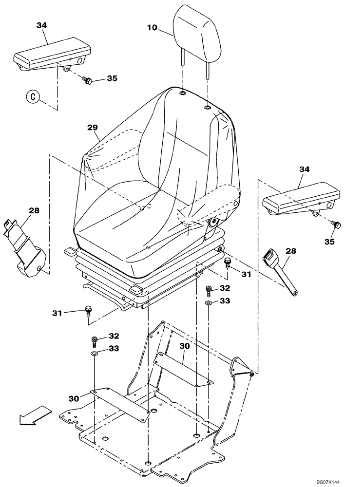 Схема запчастей Case CX470B - (09-21) - SEAT AND MOUNTING - AIR SEAT (09) - CHASSIS