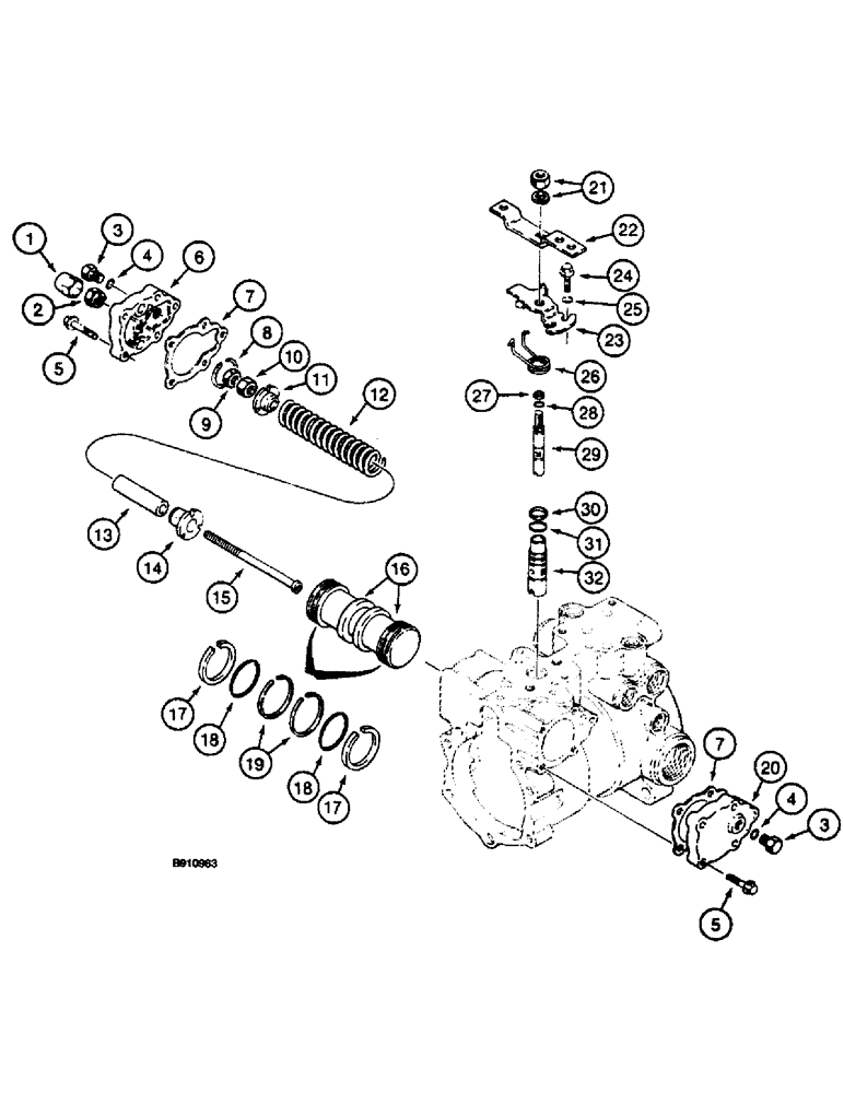 Схема запчастей Case 660 - (6-12) - TANDEM PUMP - H673751, FRONT DRIVE PUMP, NEUTRAL START AND SERVO (06) - POWER TRAIN